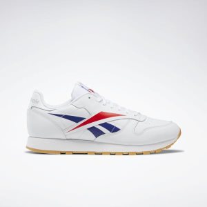 Adidasy Męskie Reebok Classic Leather Vector Białe/Jasny Czerwone/Niebieskie PL 25GZKJI